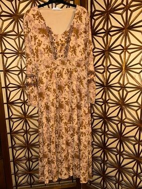 Hope Ave Boho Floral Peasant Midi Dress small